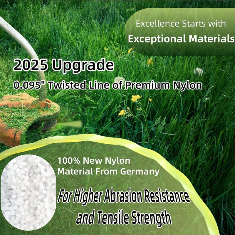 Quintillus 12-Pack String Trimmer Line .095 14ft Compatible with Ego String Trimmer 095 Weed Eater String Pre-Cut Dual Color 3-section Fast-positioning Twisted Trimmer Line Universal Fit Weed Wacker String - Image 4